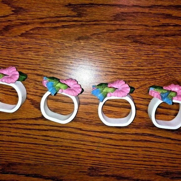 Humming bird Napkin Rings set of 4 VTG - Picture 5 of 7